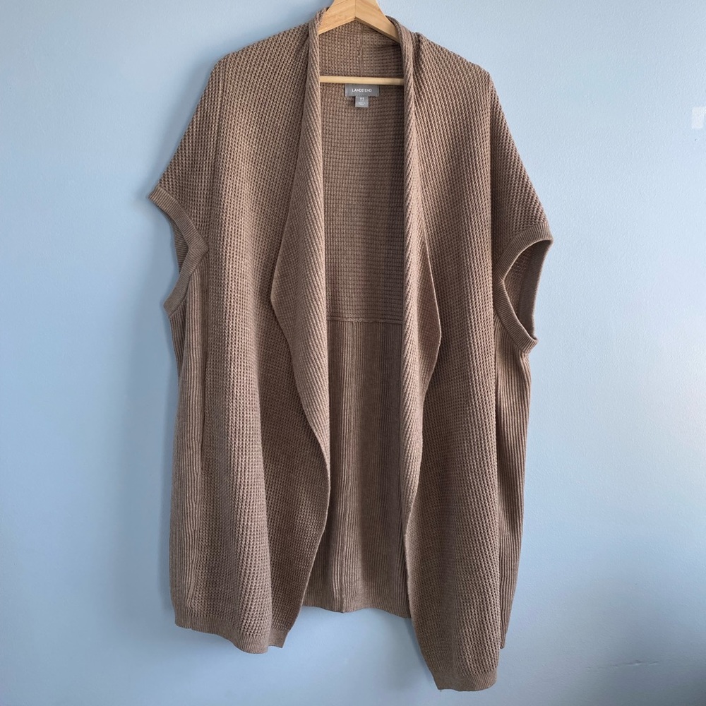 Lands End Beige Waterfall Cardigan